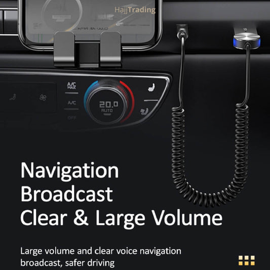 Car Bluetooth AUX Adapter – Wireless Audio Receiver with Mic – Hands-Free Calls