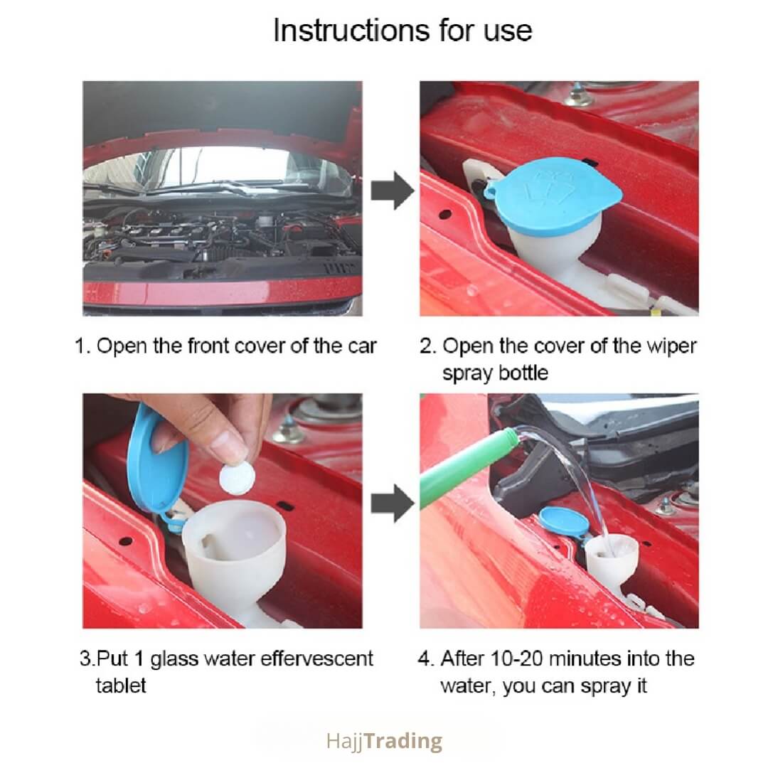 Car Windshield Cleaner Tablets – 4-Pack – Makes Up to 16 Liters of Cleaning Solution