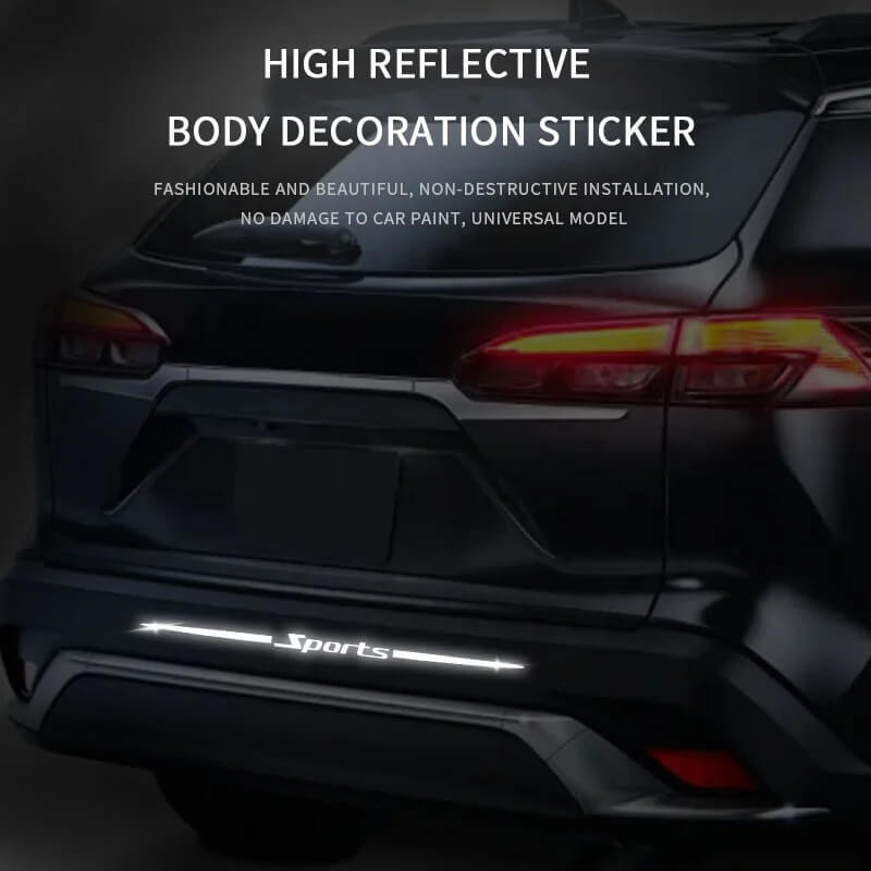 Reflective Car Logo Sticker – Luminous White Design (70cm) | Waterproof Safety Sticker