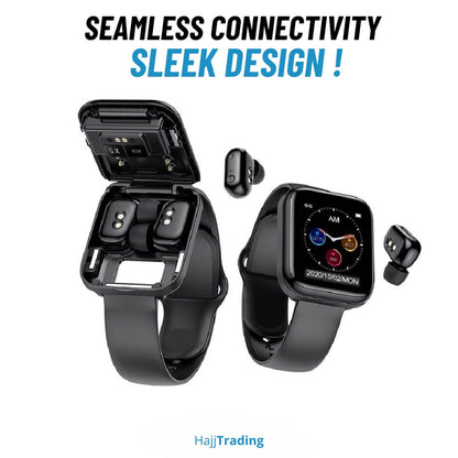 X8 Pro 2-in-1 Smart Watch with TWS Earbuds – iOS & Android Compatible