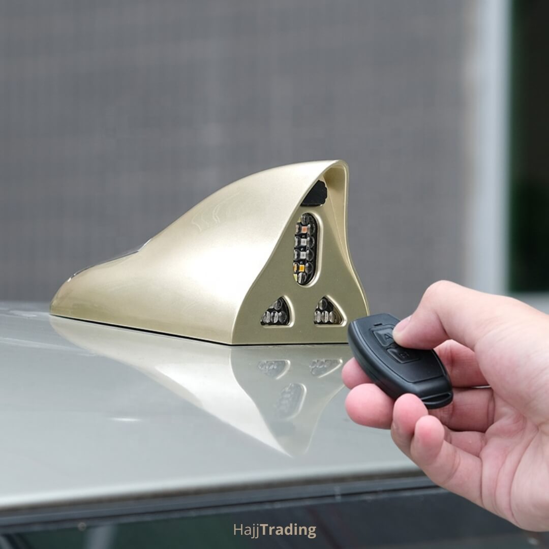 Car Shark Fin Antenna with Solar Power – 18 LED Lights + Remote – Waterproof