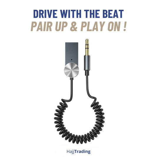 Car Bluetooth AUX Adapter – Wireless Audio Receiver with Mic – Hands-Free Calls