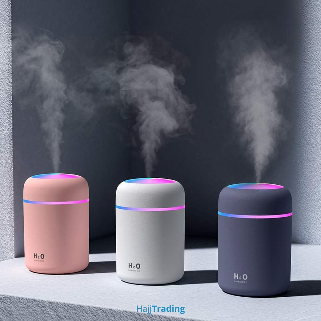 Mini Ultrasonic Air Humidifier – 300ml, USB Powered, LED Light