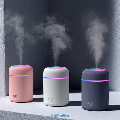Mini Ultrasonic Air Humidifier – 300ml, USB Powered, LED Light