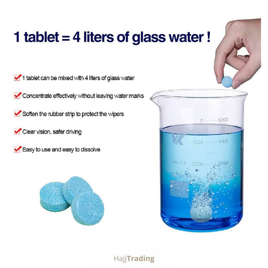 Car Windshield Cleaner Tablets – 4-Pack – Makes Up to 16 Liters of Cleaning Solution