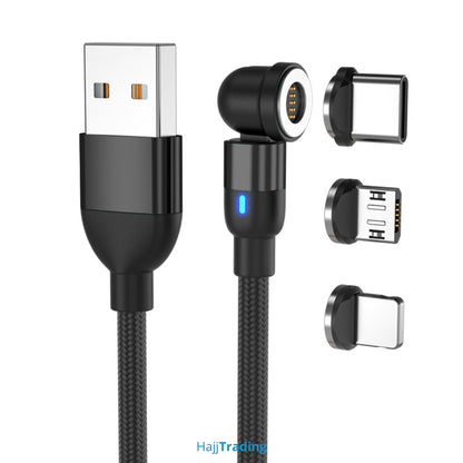 Magnetic USB Charging Cable – 540° Rotate, Micro/Type-C/iPhone