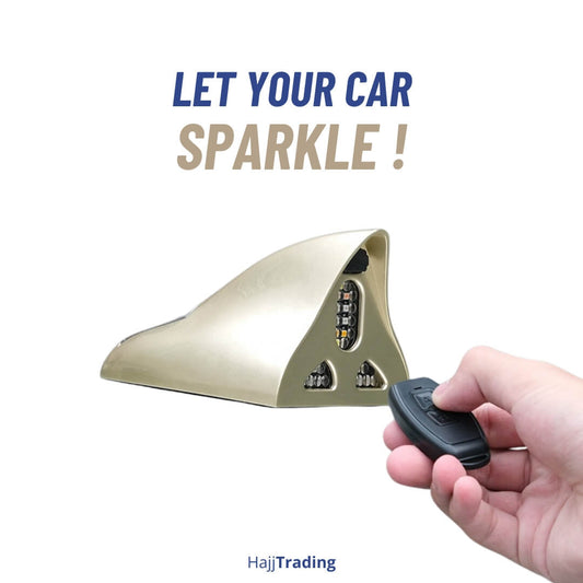 Car Shark Fin Antenna with Solar Power – 18 LED Lights + Remote – Waterproof
