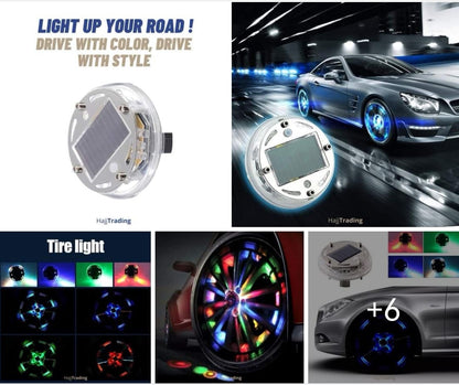Solar Car Wheel Rim Lights – RGB Colorful, Waterproof