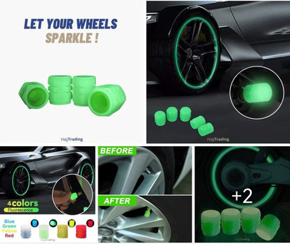 Luminous Tire Valve Caps - Universal Fit for Car & Bike