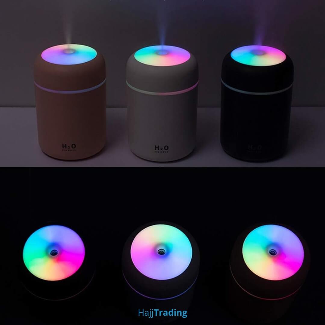Mini Ultrasonic Air Humidifier – 300ml, USB Powered, LED Light