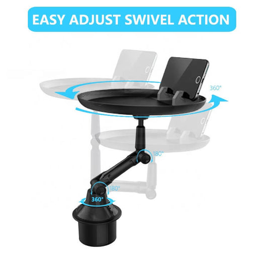 Car Steering Food Tray with Phone Holder – 360° Rotating Mount