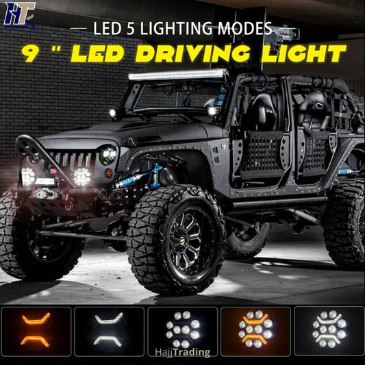 9-Inch LED Driving Light – 5 Modes, IP67 Waterproof, 12V–24V