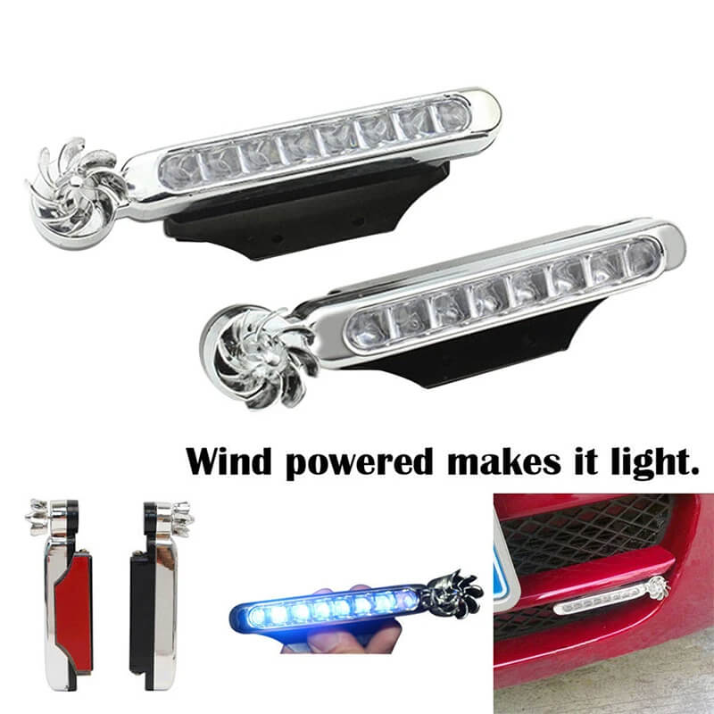8 LED Wind-Powered Car Lights – Wireless Fan Style, Universal Fit