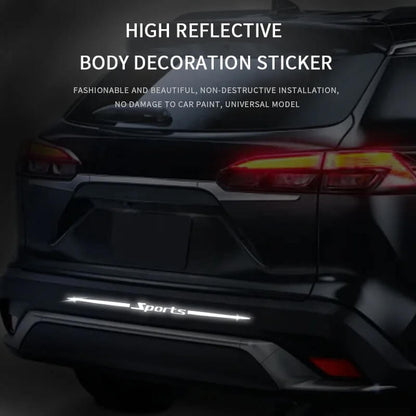 Reflective Car Logo Sticker – Luminous White Design (70cm) | Waterproof Safety Sticker