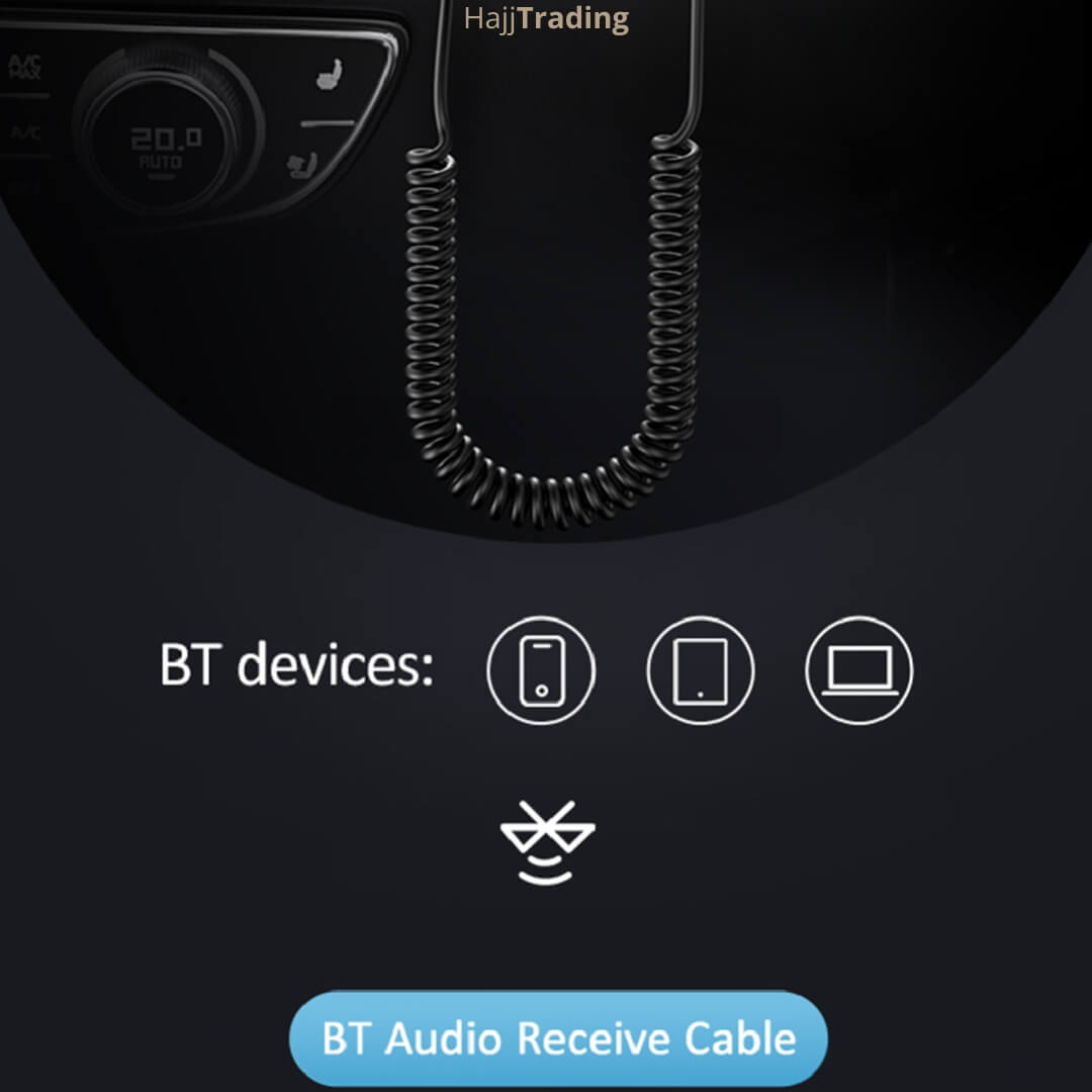 Car Bluetooth AUX Adapter – Wireless Audio Receiver with Mic – Hands-Free Calls