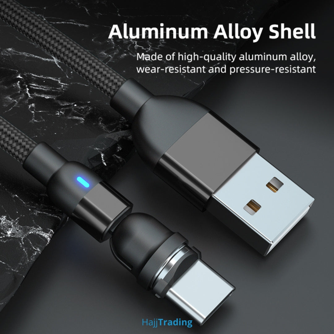 Magnetic USB Charging Cable – 540° Rotate, Micro/Type-C/iPhone