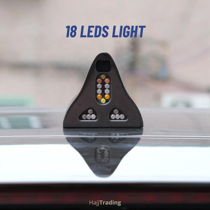 Car Shark Fin Antenna with Solar Power – 18 LED Lights + Remote – Waterproof