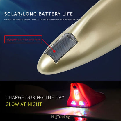 Car Shark Fin Antenna with Solar Power – 18 LED Lights + Remote – Waterproof