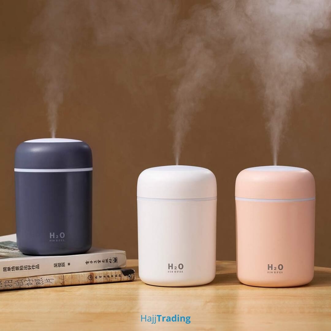 Mini Ultrasonic Air Humidifier – 300ml, USB Powered, LED Light