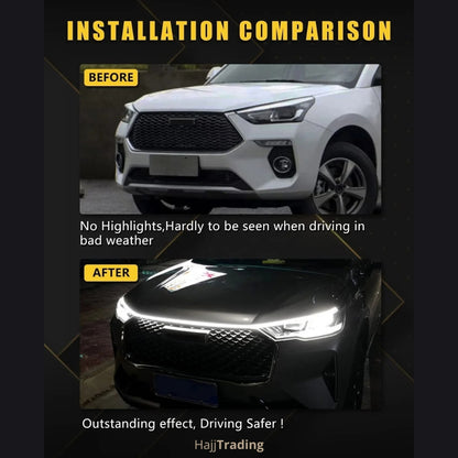 Dynamic LED Hood Light Strip – White & Amber DRL Signal