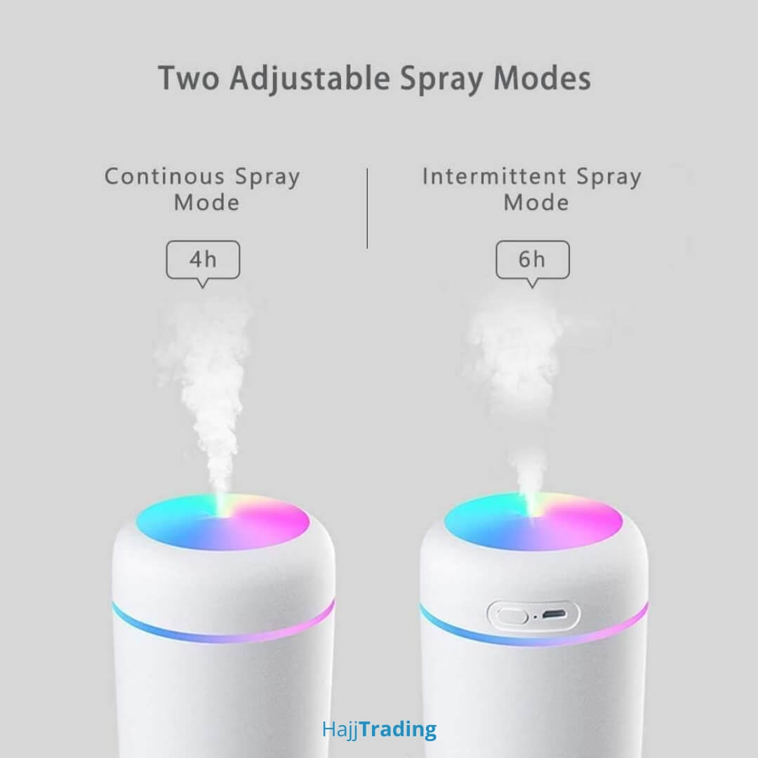 Mini Ultrasonic Air Humidifier – 300ml, USB Powered, LED Light