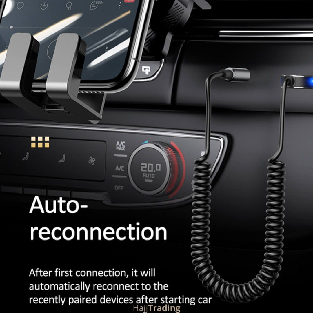 Car Bluetooth AUX Adapter – Wireless Audio Receiver with Mic – Hands-Free Calls