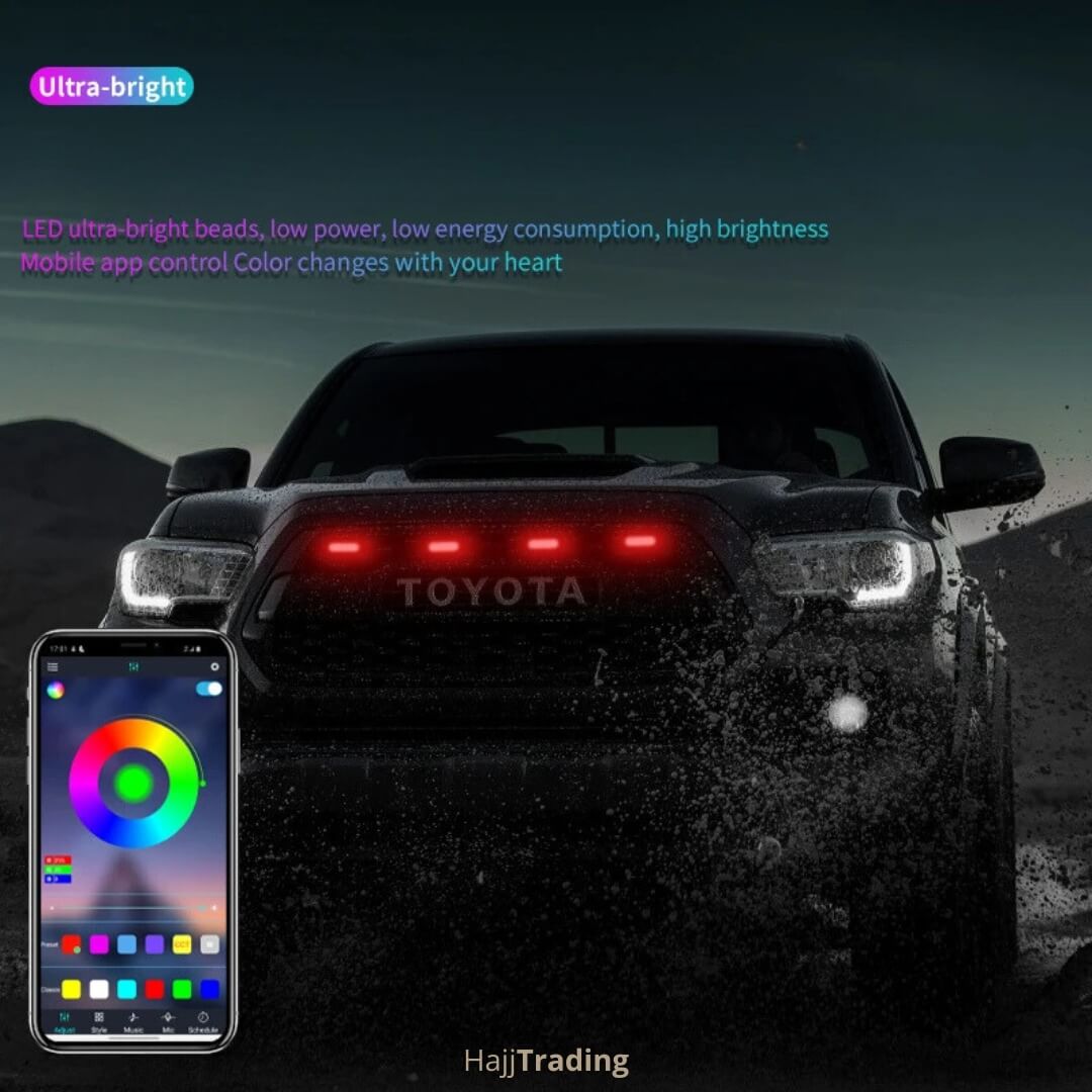 RGB Front Grille LED Lights – App Control, 12V/24V Waterproof