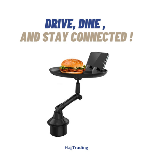 Car Steering Food Tray with Phone Holder – 360° Rotating Mount