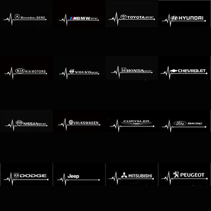 Heartbeat Reflective Car Sticker – Luminous White Logo Decal