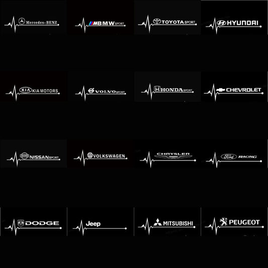 Heartbeat Reflective Car Sticker – Luminous White Logo Decal