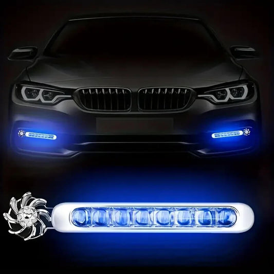 8 LED Wind-Powered Car Lights – Wireless Fan Style, Universal Fit
