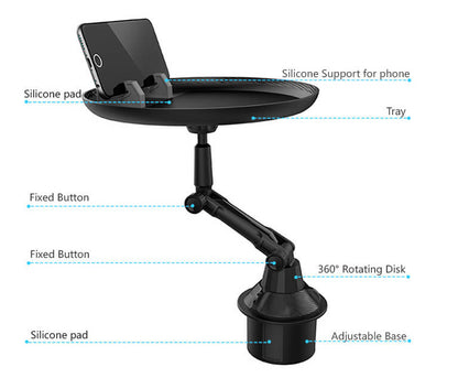 Car Steering Food Tray with Phone Holder – 360° Rotating Mount