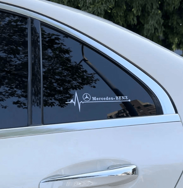 Heartbeat Reflective Car Sticker – Luminous White Logo Decal