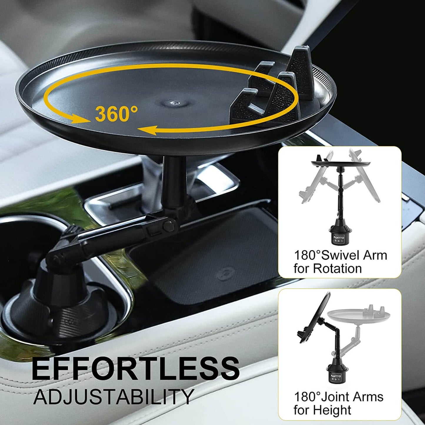 Car Steering Food Tray with Phone Holder – 360° Rotating Mount